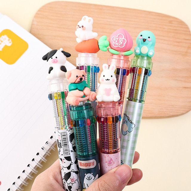 Cute Animal Cartoon Ballpoint Pens 10 Colors Kawaii School Office Supply  Students Stationery Multicolored Pens Refill Gift 2023 - AliExpress